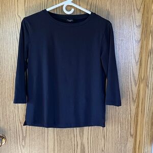 MaxMara Black 3/4 Sleeve Crewneck Top